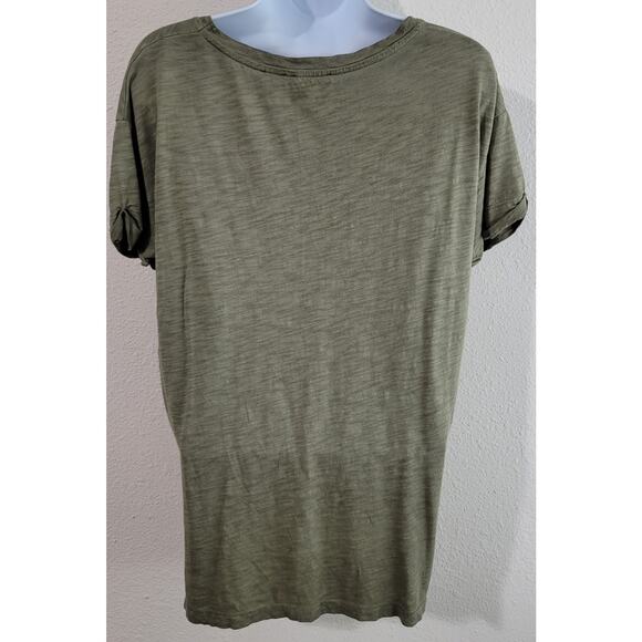 Postage Stamp Anthropologie Green V Neck Slub Knit Top Small Hi Low Hem Soft - Picture 3 of 5